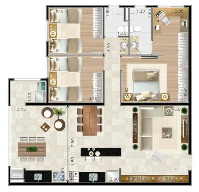 Foto 7 de Apartamento com 3 quartos à venda, 97m2 em Jardim Califórnia, Jacarei - SP