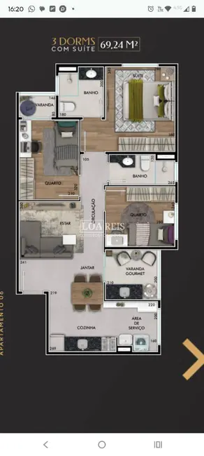 Foto 6 de Apartamento com 3 quartos à venda, 70m2 em Sao Jose Dos Campos - SP