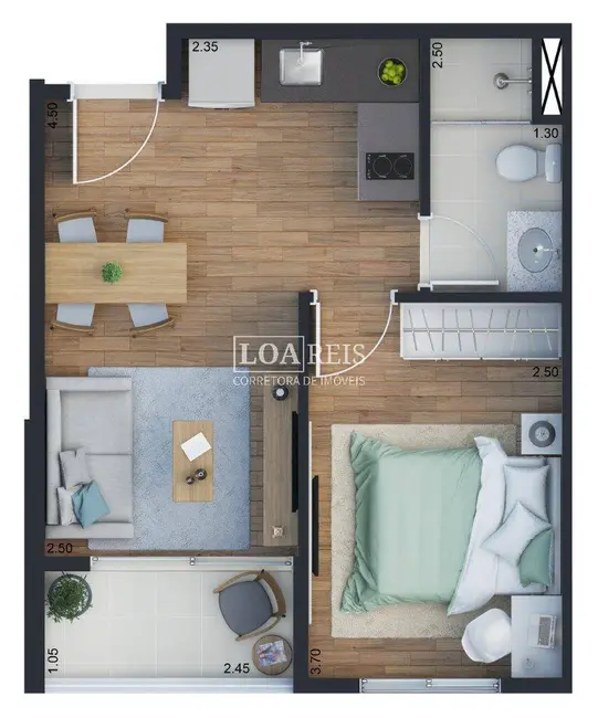 Foto 2 de Apartamento com 1 quarto à venda, 33m2 em Sao Jose Dos Campos - SP