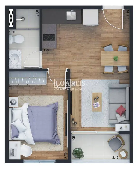 Foto 2 de Apartamento com 1 quarto à venda, 33m2 em Sao Jose Dos Campos - SP