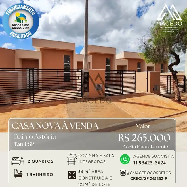 Foto 1 de Casa com 2 quartos à venda, 125m2 em Residencial Astória, Tatui - SP