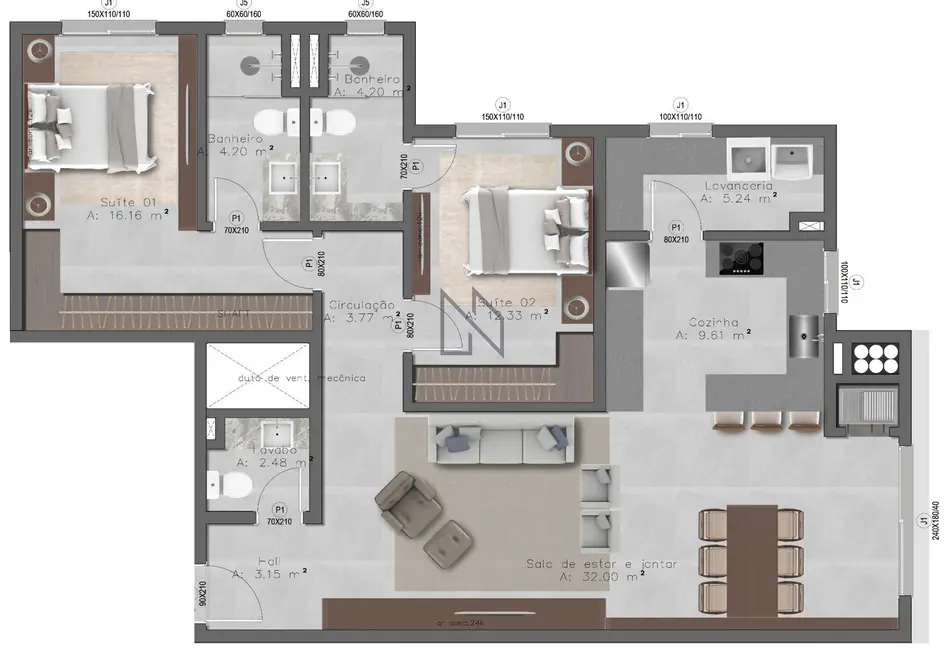 Foto 7 de Apartamento com 2 quartos à venda, 111m2 em Nossa Senhora de Lourdes, Santa Maria - RS