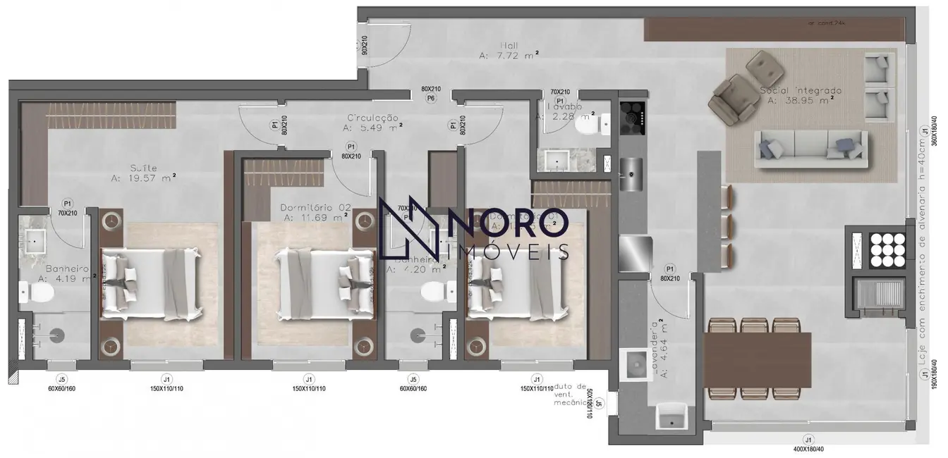 Foto 1 de Apartamento com 3 quartos à venda, 135m2 em Nossa Senhora de Lourdes, Santa Maria - RS