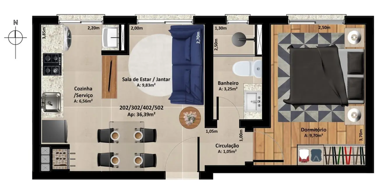 Foto 2 de Apartamento com 1 quarto à venda, 36m2 em Camobi, Santa Maria - RS