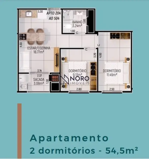 Foto 2 de Apartamento com 2 quartos à venda, 55m2 em Nossa Senhora do Rosário, Santa Maria - RS