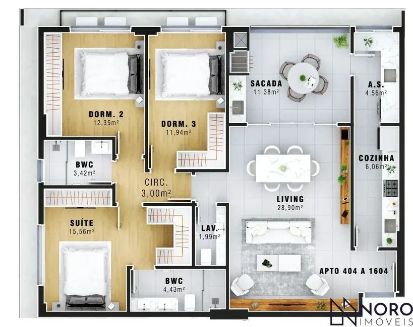 Foto 2 de Apartamento com 3 quartos à venda, 121m2 em Nossa Senhora das Dores, Santa Maria - RS