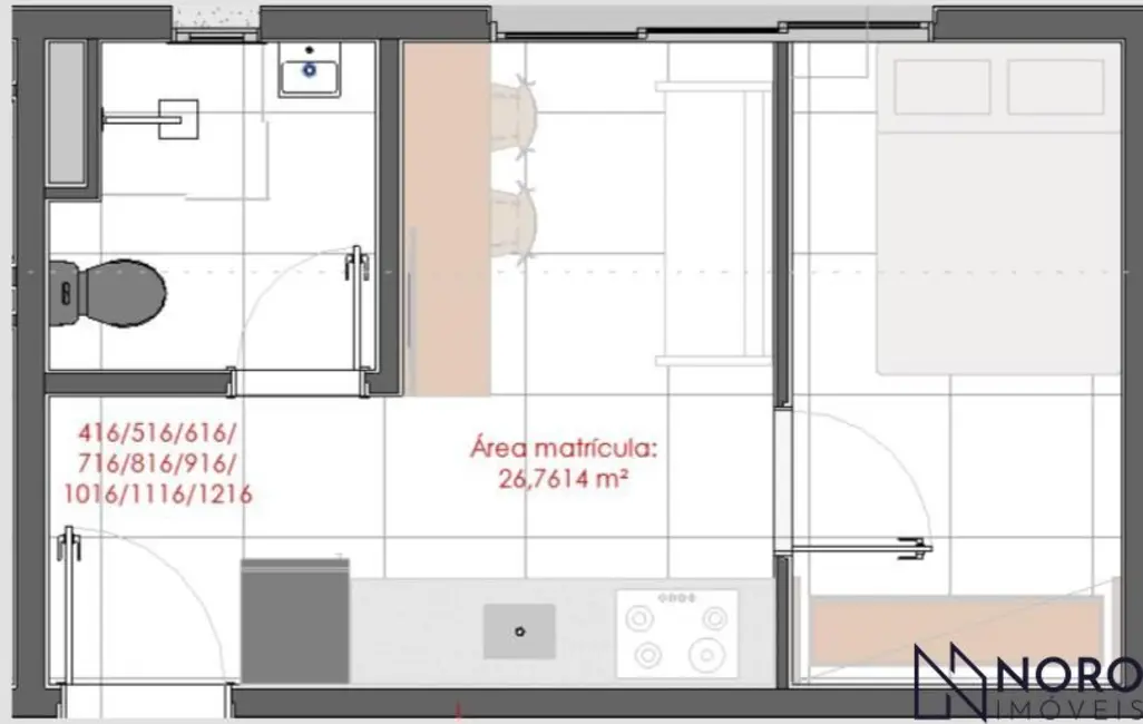 Apartamento com 1 quarto à venda, 27m2 em Centro, Santa Maria - RS - imagem 9 Foto 9 de Apartamento com 1 quarto à venda, 27m2 em Centro, Santa Maria - RS