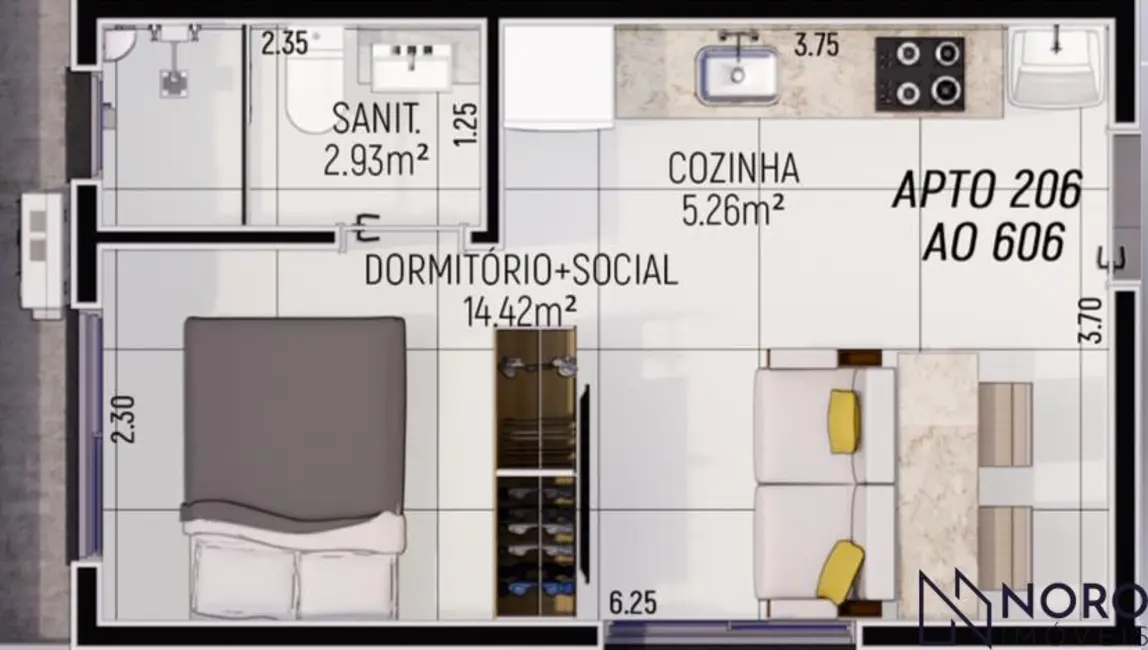 Foto 6 de Apartamento com 1 quarto à venda, 29m2 em Centro, Santa Maria - RS