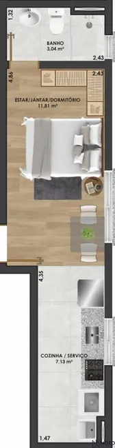 Foto 9 de Apartamento com 1 quarto para alugar, 27m2 em Bonfim, Santa Maria - RS
