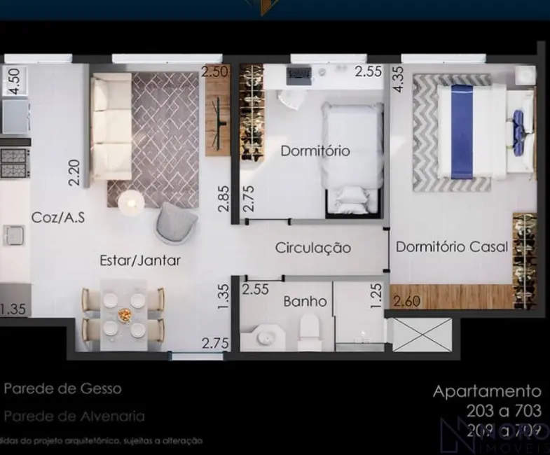 Foto 4 de Apartamento com 2 quartos à venda, 51m2 em Nossa Senhora Medianeira, Santa Maria - RS