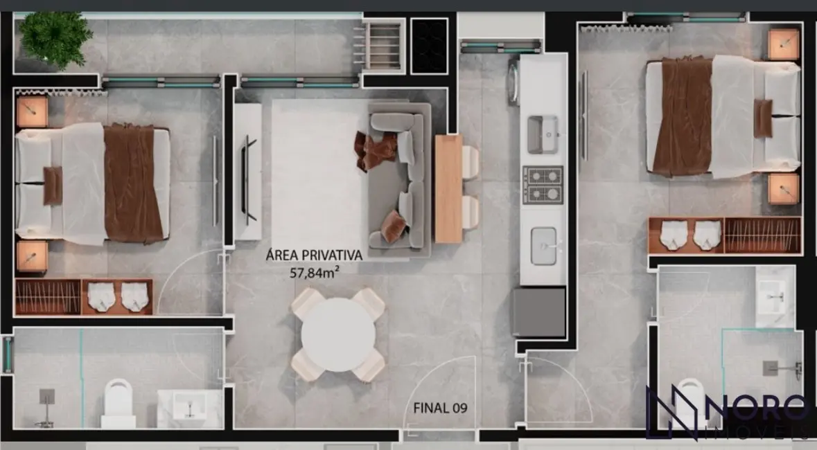 Foto 3 de Apartamento com 2 quartos à venda, 58m2 em Nossa Senhora Medianeira, Santa Maria - RS
