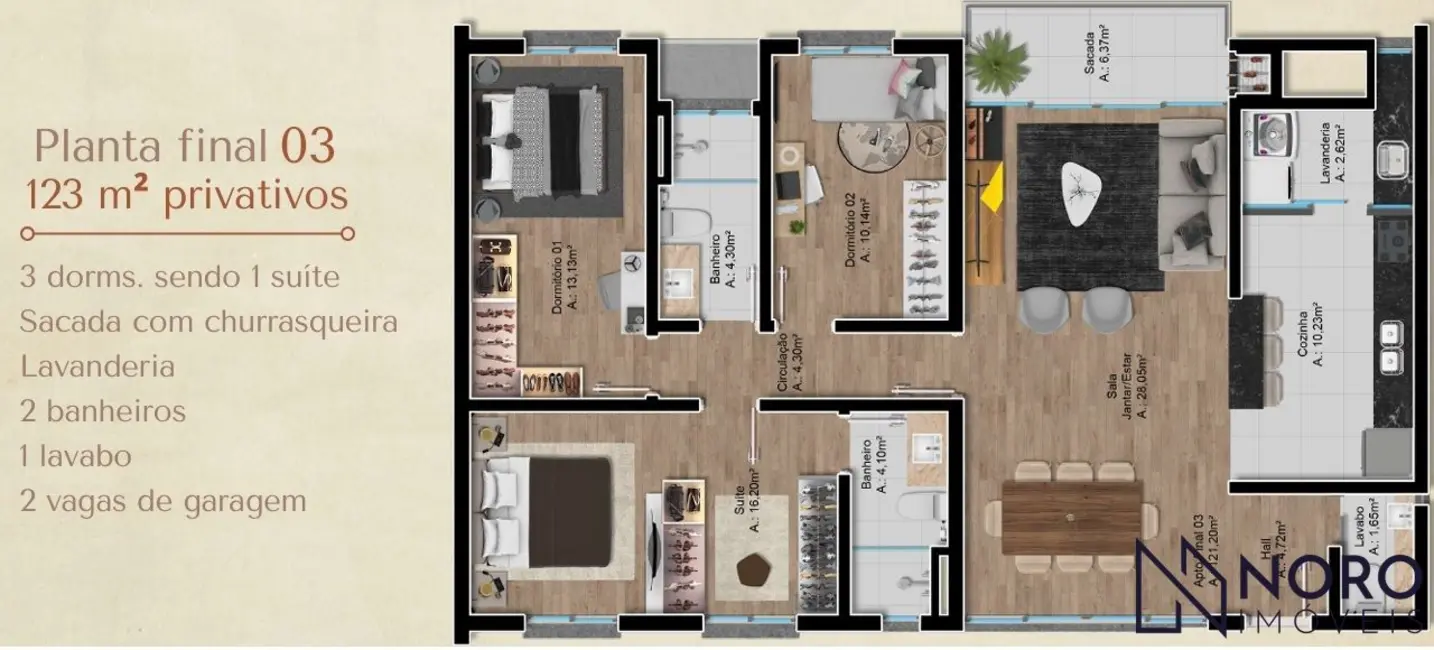 Foto 1 de Apartamento com 3 quartos à venda, 123m2 em Centro, Santa Maria - RS