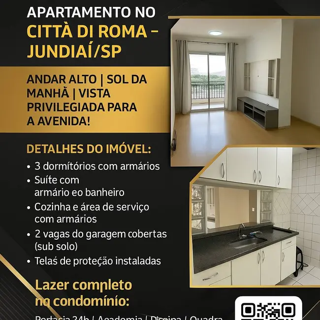 Foto 1 de Apartamento com 3 quartos para alugar, 75m2 em Vila das Hortências, Jundiai - SP