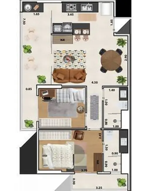 Foto 4 de Apartamento com 2 quartos à venda, 65m2 em Macuco, Santos - SP