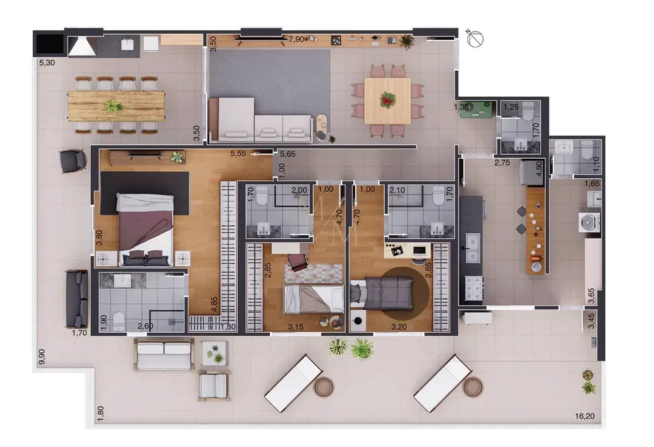 Apartamento com 3 quartos à venda, 170m2 em Aparecida, Santos - SP - imagem 2 Foto 2 de Apartamento com 3 quartos à venda, 170m2 em Aparecida, Santos - SP