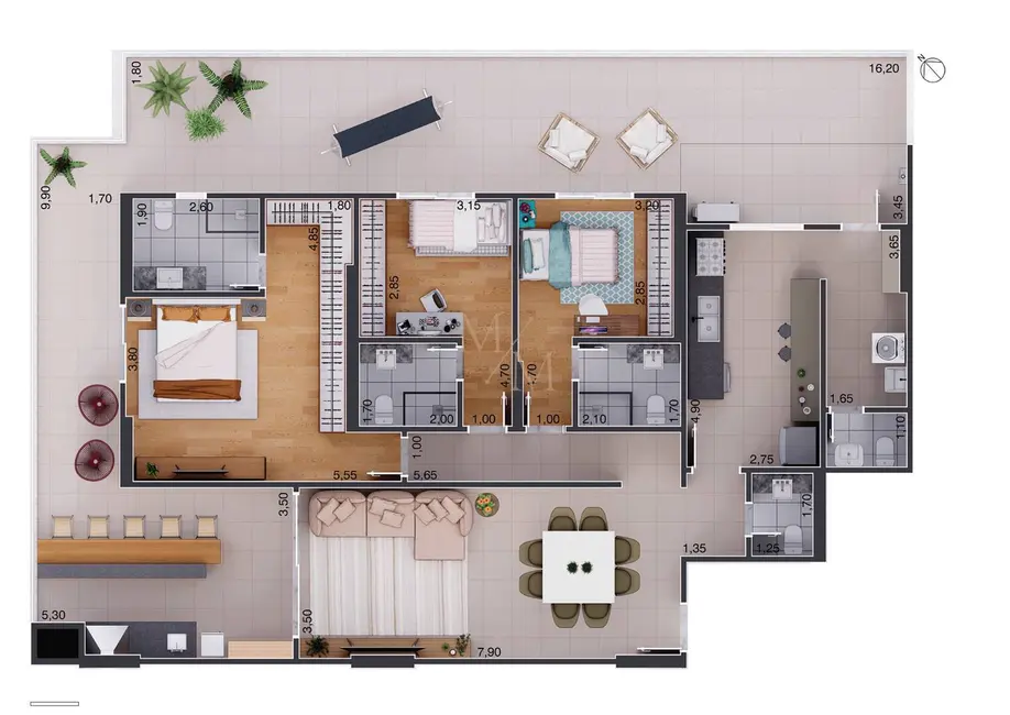 Foto 3 de Apartamento com 3 quartos à venda, 170m2 em Aparecida, Santos - SP