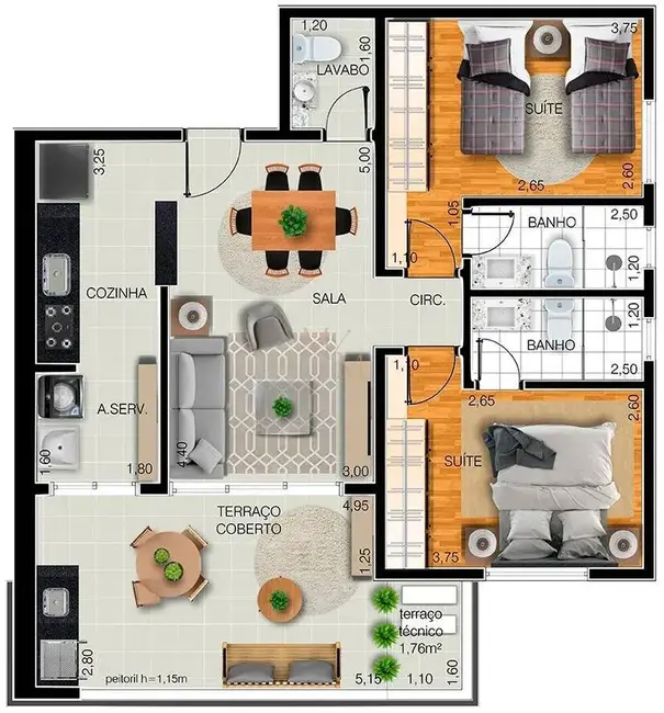 Foto 3 de Apartamento com 2 quartos à venda, 84m2 em Aparecida, Santos - SP