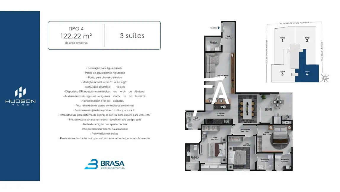 Foto 9 de Apartamento com 3 quartos à venda, 122m2 em Porto Belo - SC
