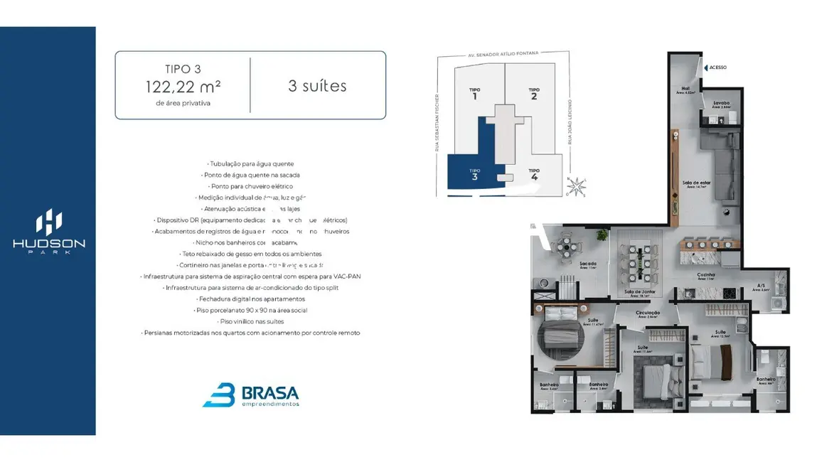 Foto 8 de Apartamento com 3 quartos à venda, 122m2 em Porto Belo - SC