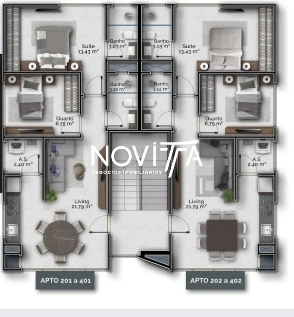 Apartamento com 2 quartos à venda, 64m2 em Tijucas - SC - imagem 2 Foto 2 de Apartamento com 2 quartos à venda, 64m2 em Tijucas - SC