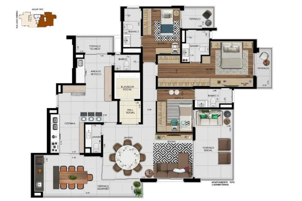 Foto 3 de Apartamento com 3 quartos à venda, 161m2 em Campestre, Santo Andre - SP