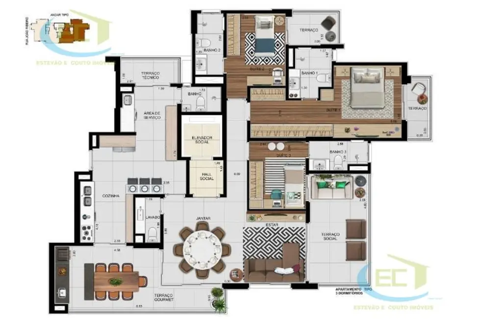 Apartamento com 3 quartos à venda, 161m2 em Campestre, Santo Andre - SP - imagem 3 Foto 3 de Apartamento com 3 quartos à venda, 161m2 em Campestre, Santo Andre - SP