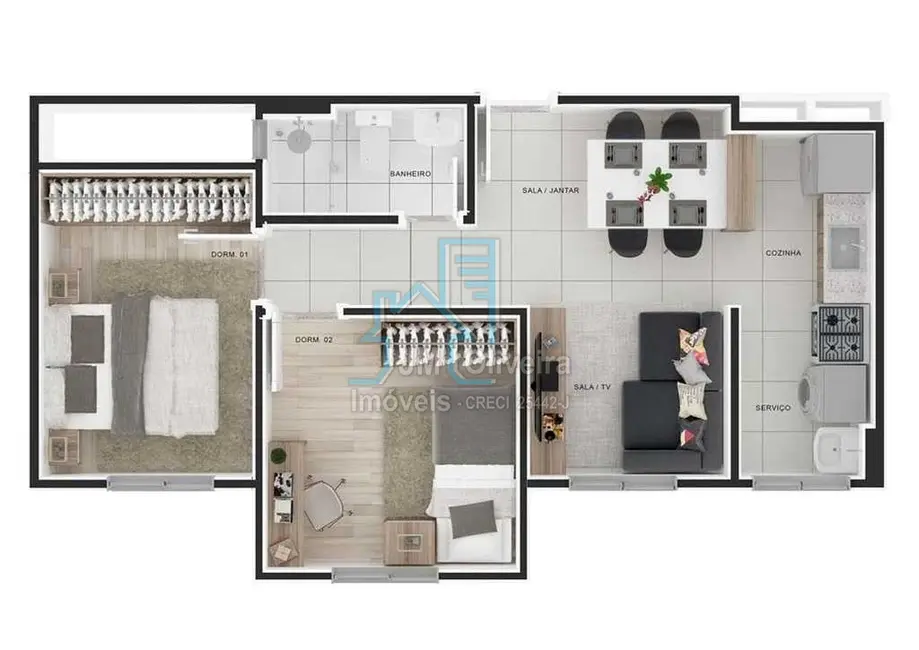 Foto 2 de Apartamento com 2 quartos à venda, 45m2 em Jardim Bela Vista, Itapetininga - SP
