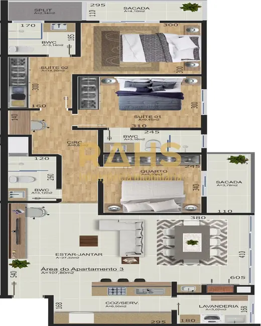 Apartamento com 3 quartos à venda, 126m2 em América, Joinville - SC - imagem 9 Foto 9 de Apartamento com 3 quartos à venda, 126m2 em América, Joinville - SC