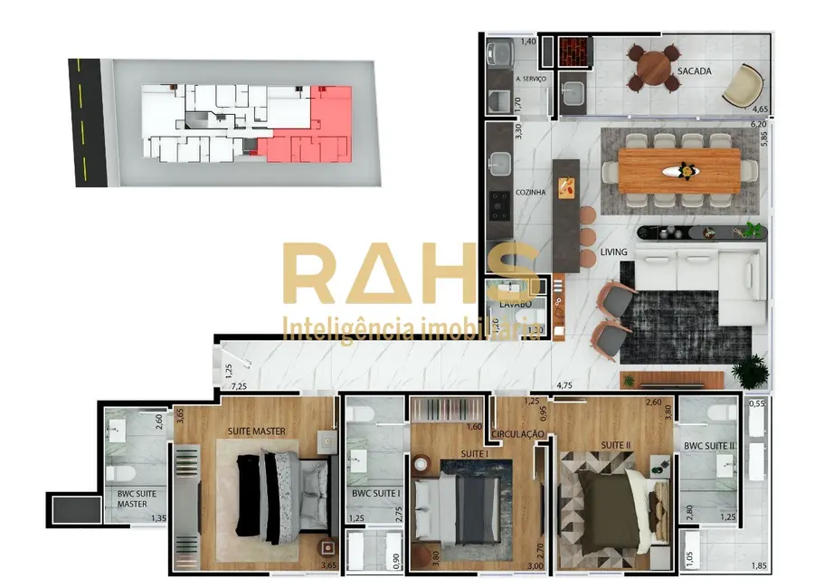 Foto 3 de Apartamento com 3 quartos à venda, 186m2 em América, Joinville - SC