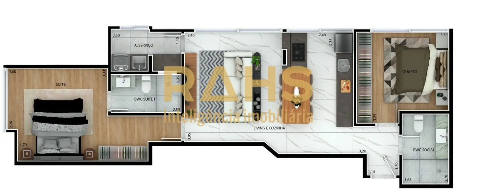 Apartamento com 2 quartos à venda, 71m2 em América, Joinville - SC - imagem 3 Foto 3 de Apartamento com 2 quartos à venda, 71m2 em América, Joinville - SC