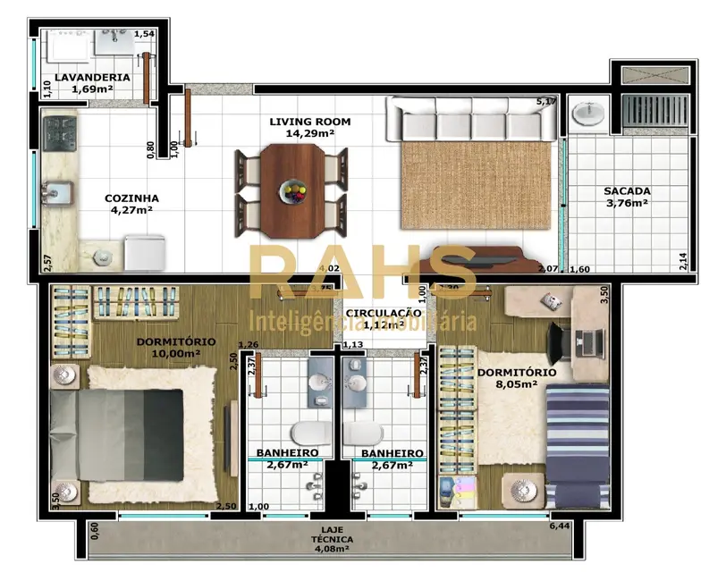 Foto 3 de Apartamento com 2 quartos à venda, 58m2 em Iririú, Joinville - SC