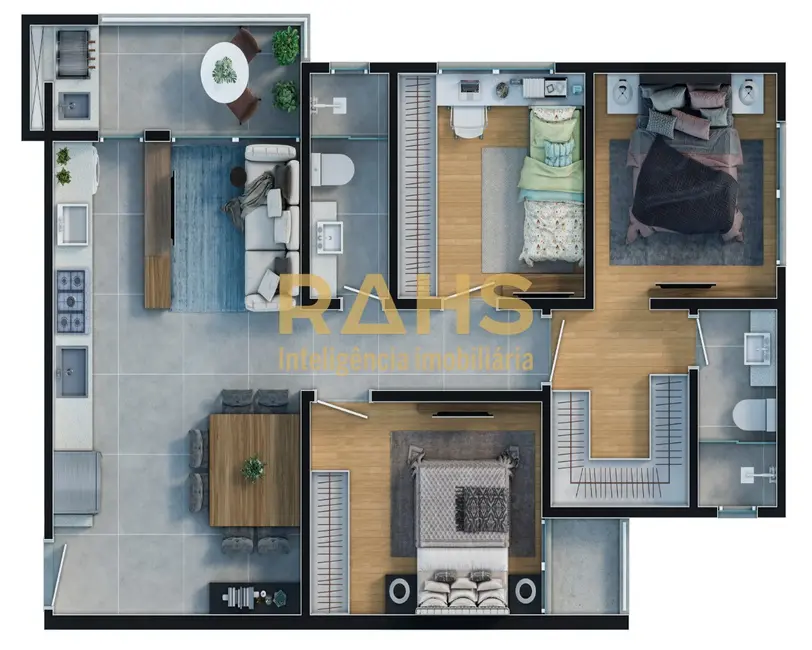 Apartamento com 3 quartos à venda, 79m2 em Dom Bosco, Itajai - SC - imagem 6 Foto 6 de Apartamento com 3 quartos à venda, 79m2 em Dom Bosco, Itajai - SC