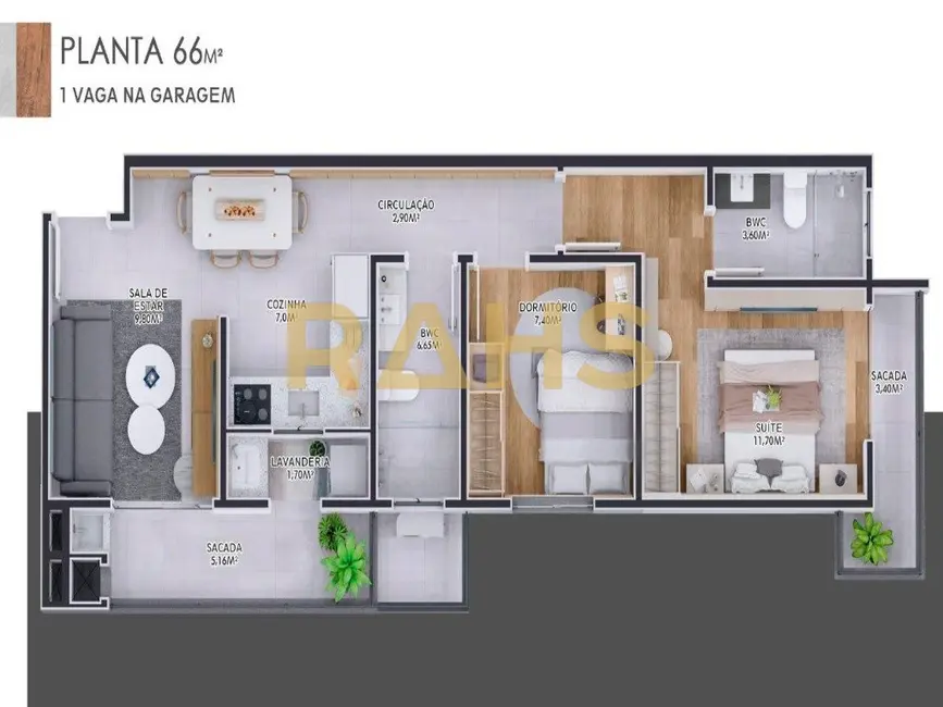 Apartamento com 2 quartos à venda, 65m2 em Costa e Silva, Joinville - SC - imagem 7 Foto 7 de Apartamento com 2 quartos à venda, 65m2 em Costa e Silva, Joinville - SC