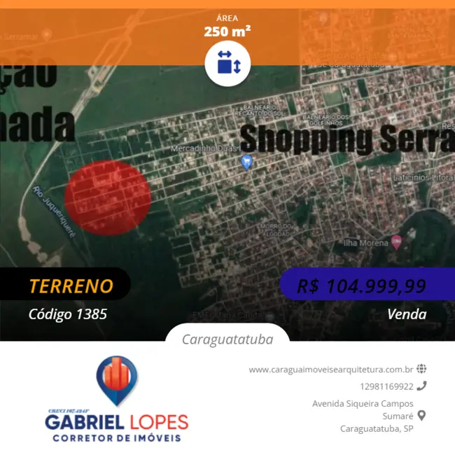 Foto 3 de Terreno / Lote à venda, 250m2 em Balneário dos Golfinhos, Caraguatatuba - SP