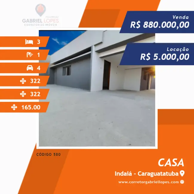 Foto 1 de Casa com 3 quartos à venda e para alugar, 322m2 em Indaiá, Caraguatatuba - SP