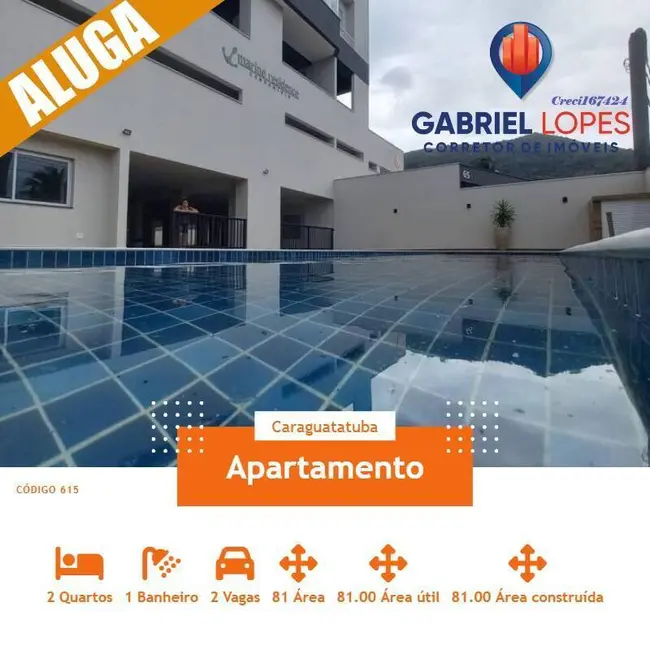 Foto 1 de Apartamento com 2 quartos para alugar, 81m2 em Sumaré, Caraguatatuba - SP