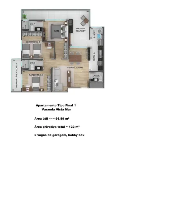 Foto 6 de Apartamento com 3 quartos à venda, 122m2 em Massaguaçu, Caraguatatuba - SP