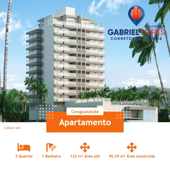 Foto 1 de Apartamento com 3 quartos à venda, 122m2 em Massaguaçu, Caraguatatuba - SP