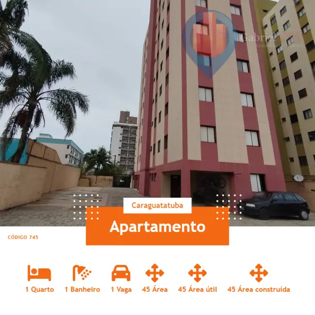 Foto 1 de Apartamento com 1 quarto à venda, 45m2 em Balneário Gardem Mar, Caraguatatuba - SP