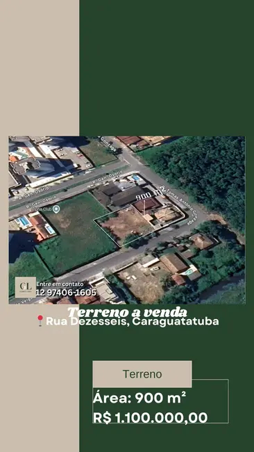 Foto 1 de Terreno / Lote à venda, 900m2 em Parque Balneário Poiares, Caraguatatuba - SP