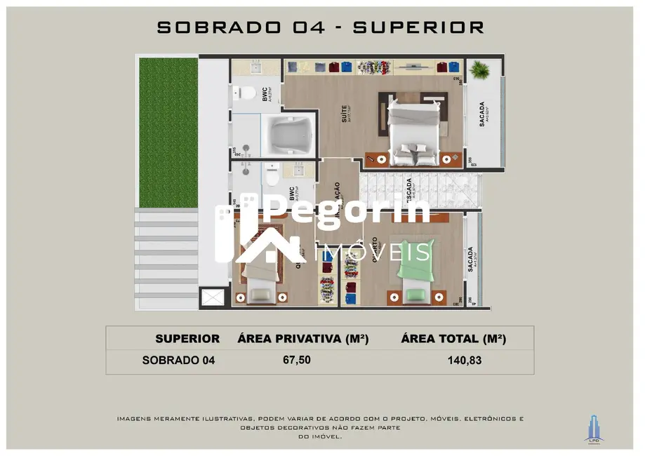 Sobrado com 3 quartos à venda, 141m2 em Emiliano Perneta, Pinhais - PR - imagem 8 Foto 8 de Sobrado com 3 quartos à venda, 141m2 em Emiliano Perneta, Pinhais - PR