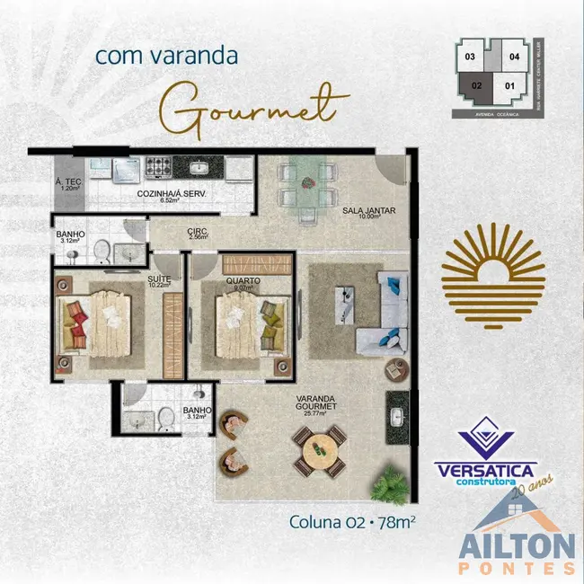 Foto 5 de Apartamento com 2 quartos à venda, 70m2 em Praia do Morro, Guarapari - ES