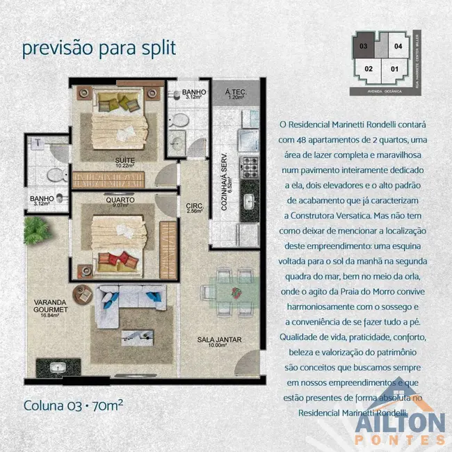 Foto 7 de Apartamento com 2 quartos à venda, 70m2 em Praia do Morro, Guarapari - ES