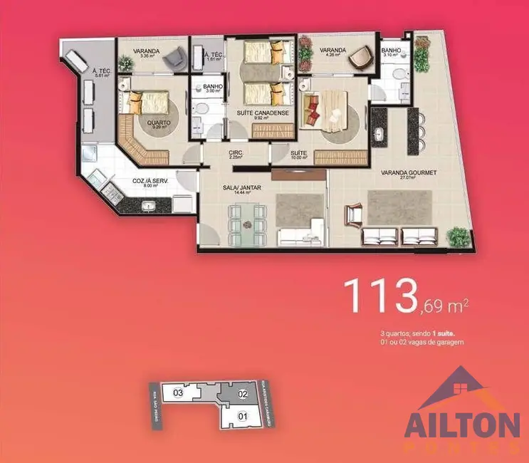 Foto 5 de Apartamento com 3 quartos à venda, 118m2 em Praia do Morro, Guarapari - ES