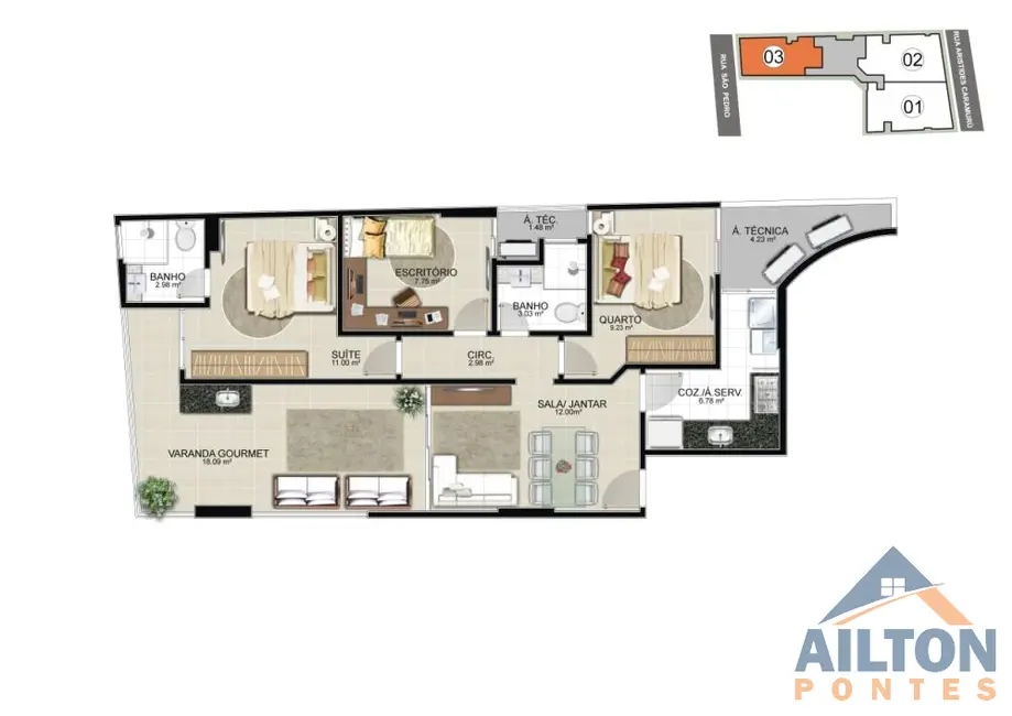Apartamento com 2 quartos à venda, 90m2 em Praia do Morro, Guarapari - ES - imagem 3 Foto 3 de Apartamento com 2 quartos à venda, 90m2 em Praia do Morro, Guarapari - ES