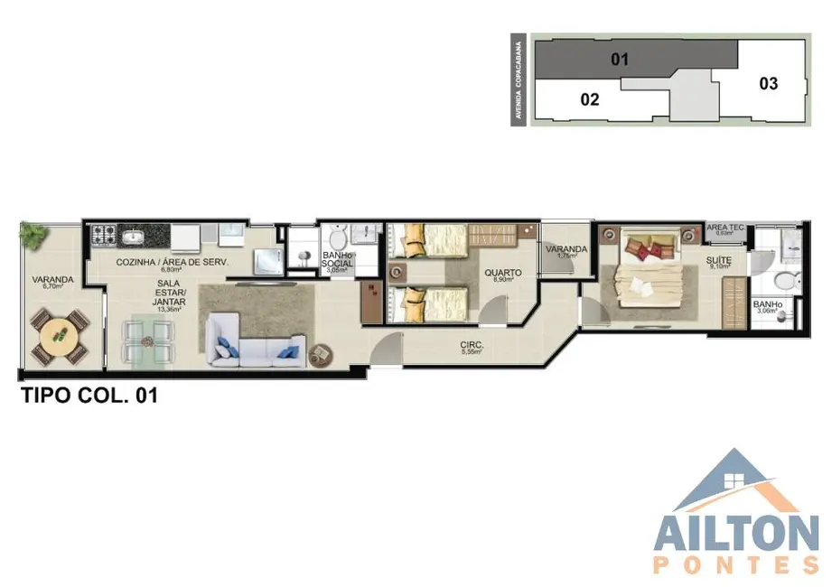 Foto 2 de Apartamento com 2 quartos à venda, 63m2 em Praia do Morro, Guarapari - ES