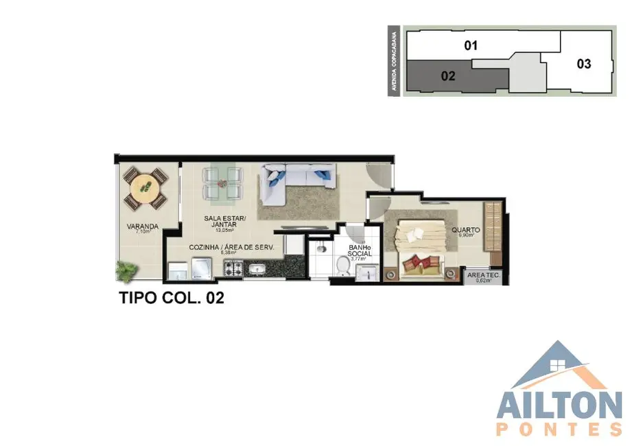 Foto 3 de Apartamento com 2 quartos à venda, 63m2 em Praia do Morro, Guarapari - ES