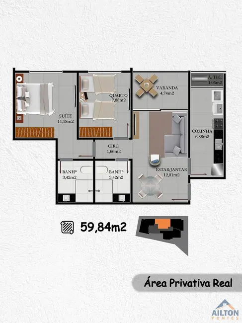 Apartamento com 2 quartos à venda, 73m2 em Centro, Guarapari - ES - imagem 6 Foto 6 de Apartamento com 2 quartos à venda, 73m2 em Centro, Guarapari - ES