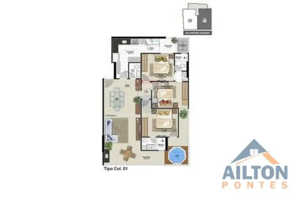 Apartamento com 3 quartos à venda, 114m2 em Praia do Morro, Guarapari - ES - imagem 8 Foto 8 de Apartamento com 3 quartos à venda, 114m2 em Praia do Morro, Guarapari - ES