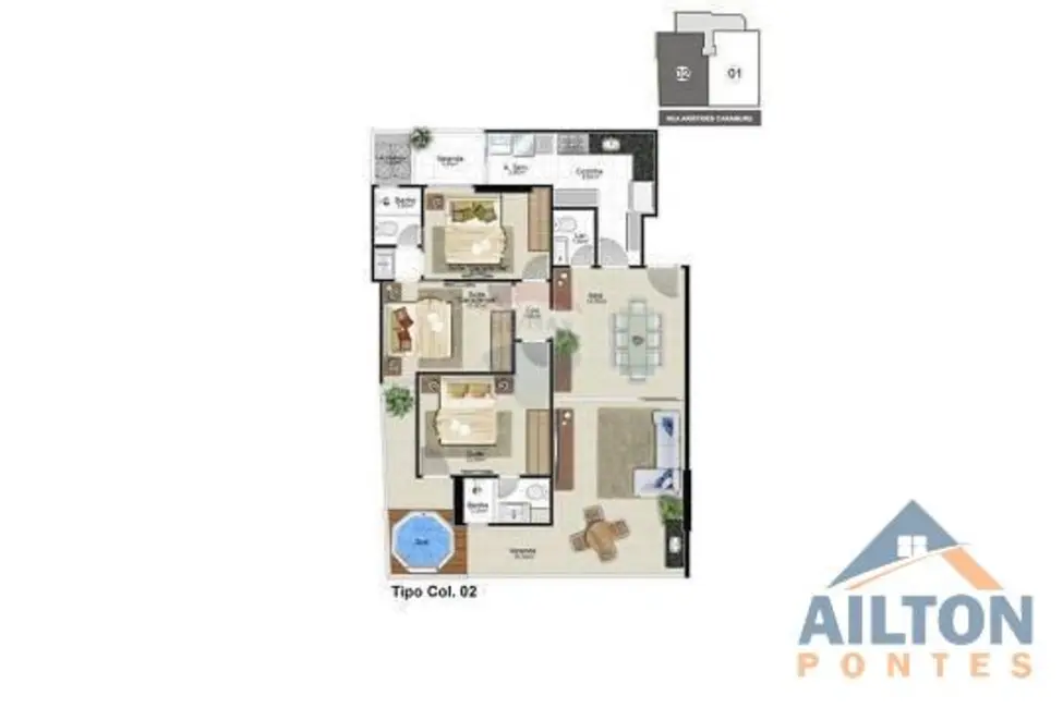 Apartamento com 3 quartos à venda, 114m2 em Praia do Morro, Guarapari - ES - imagem 9 Foto 9 de Apartamento com 3 quartos à venda, 114m2 em Praia do Morro, Guarapari - ES